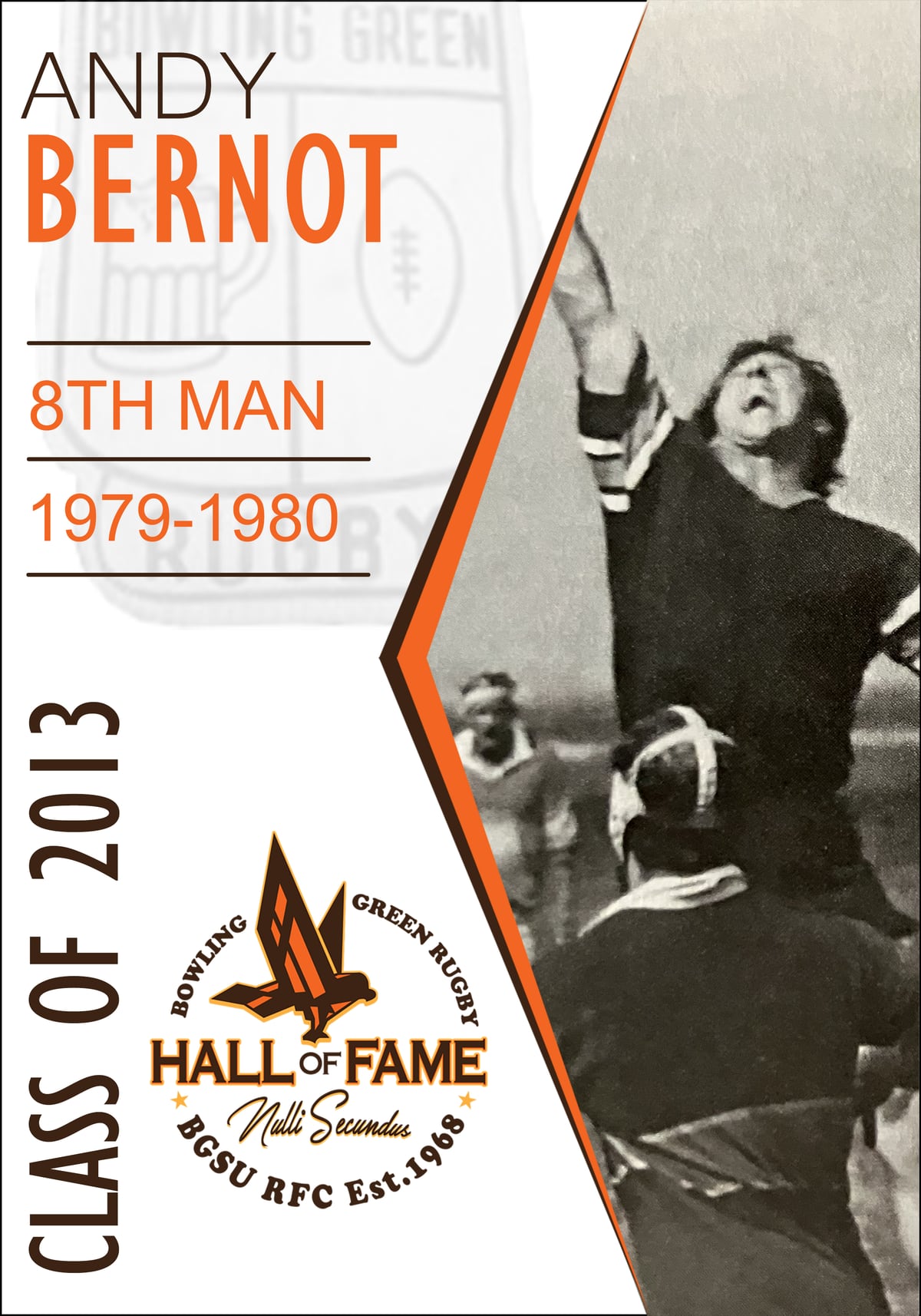 Hall of Fame plaque for Andy Bernot, Class of 2013