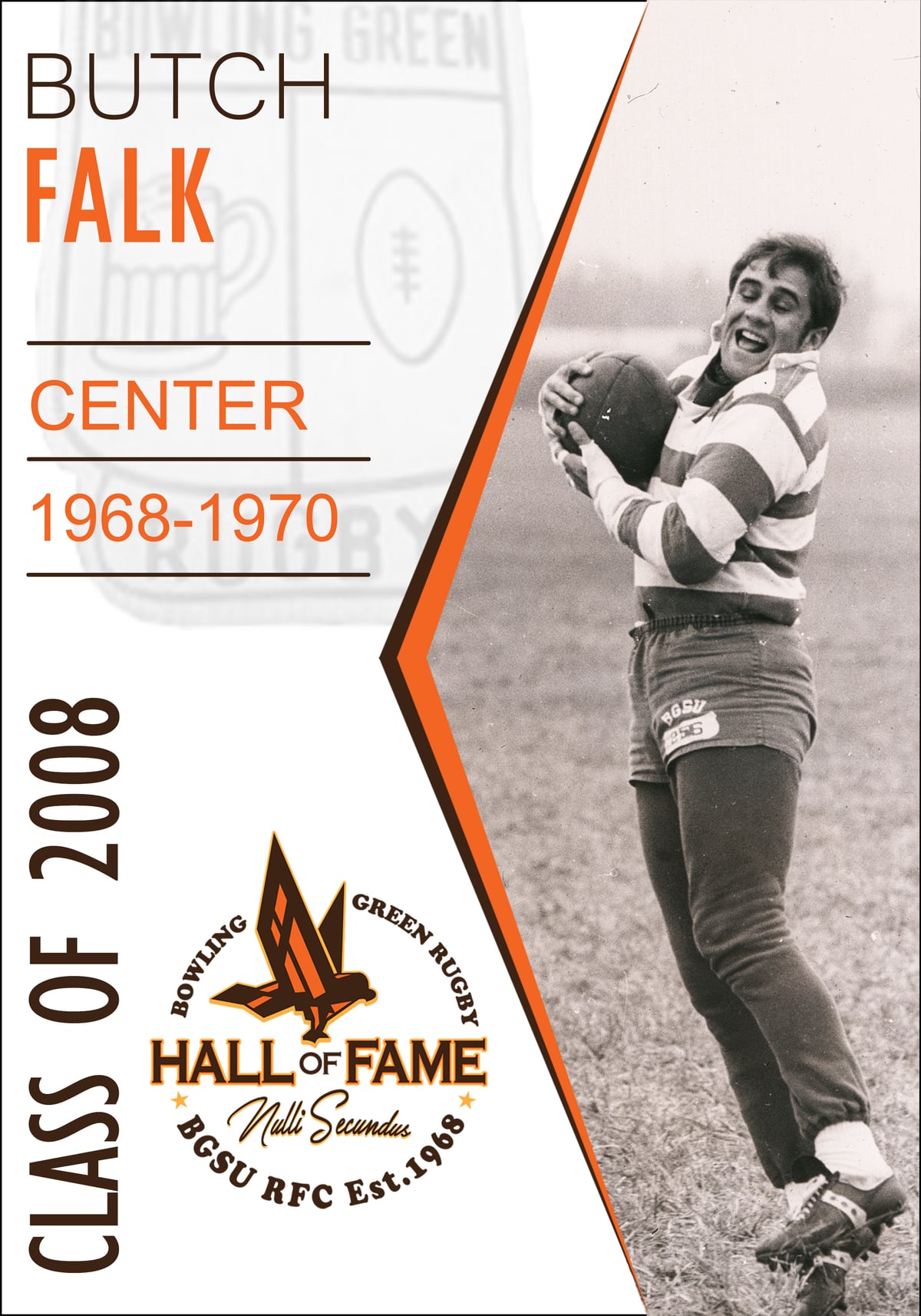 Hall of Fame plaque for Butch Falk, Class of 2008