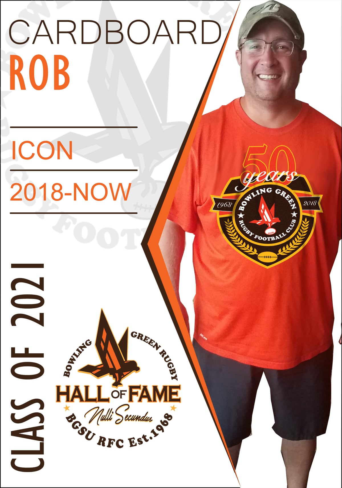 Hall of Fame plaque for Cardboard Rob, Class of 2021
