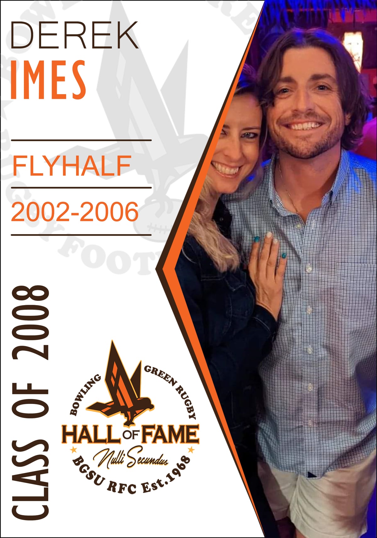 Hall of Fame plaque for Derek Imes, Class of 2008