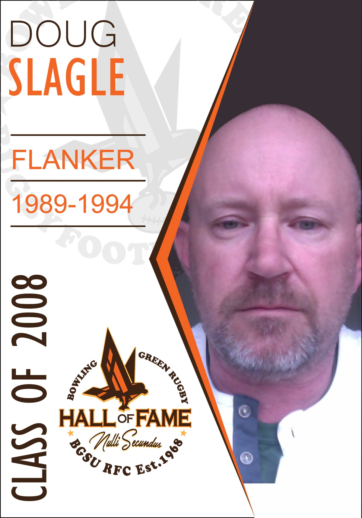 Hall of Fame plaque for Doug Slagle, Class of 2008
