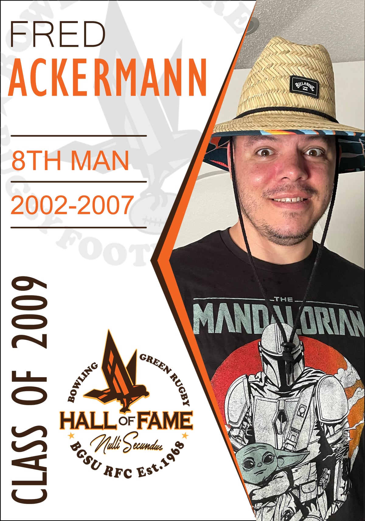 Hall of Fame plaque for Fred Ackermann, Class of 2009