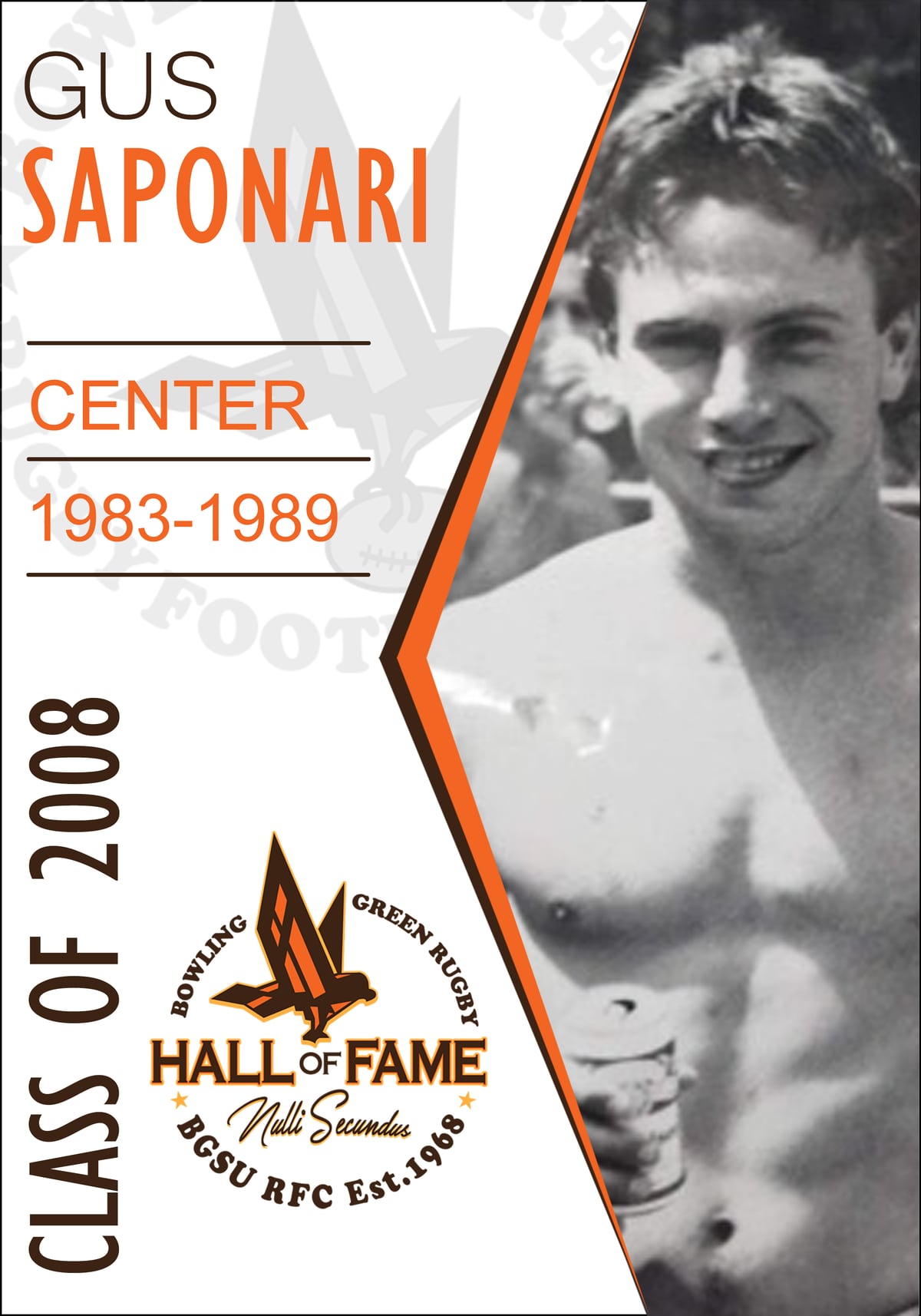 Hall of Fame plaque for Gus Saponari, Class of 2008