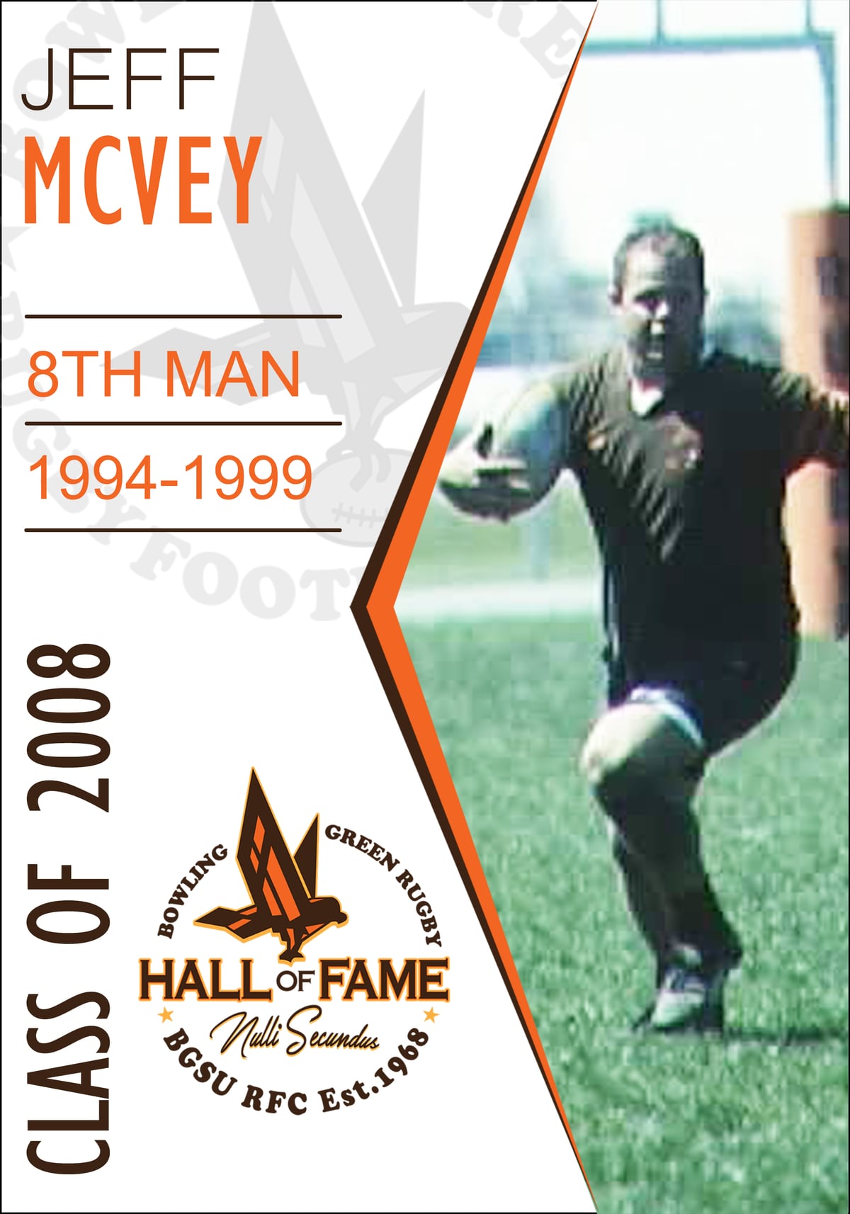 Hall of Fame plaque for Jeff McVey, Class of 2008
