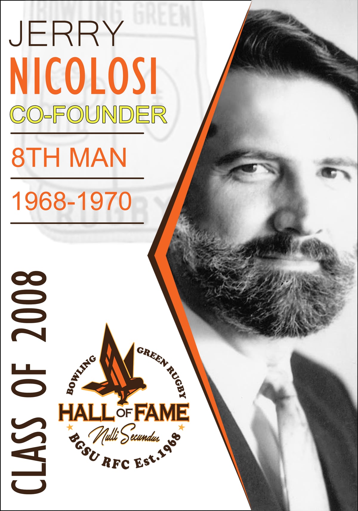 Hall of Fame plaque for Jerry Nicolosi, Class of 2008