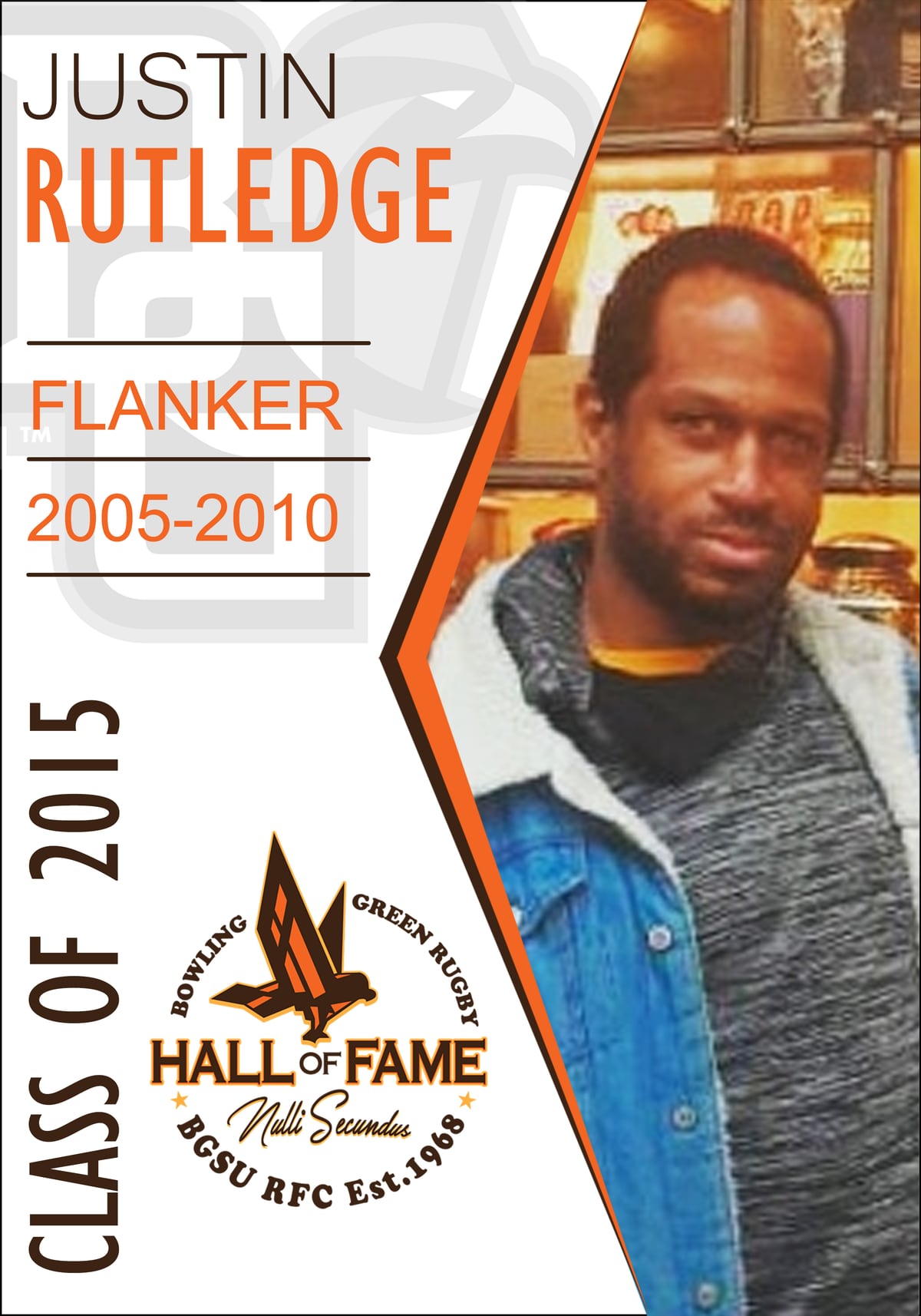 Hall of Fame plaque for Justin Rutledge, Class of 2015