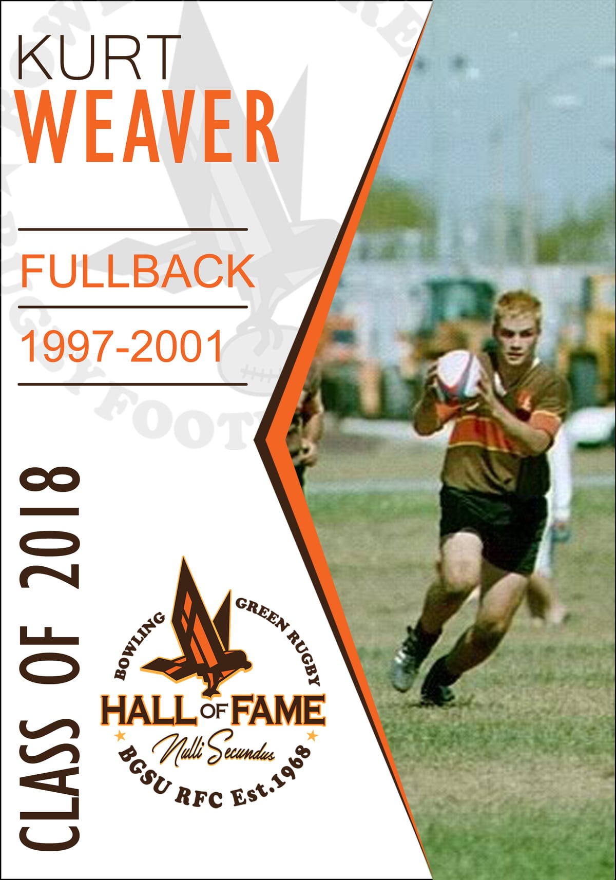 Hall of Fame plaque for Kurt Weaver, Class of 2018