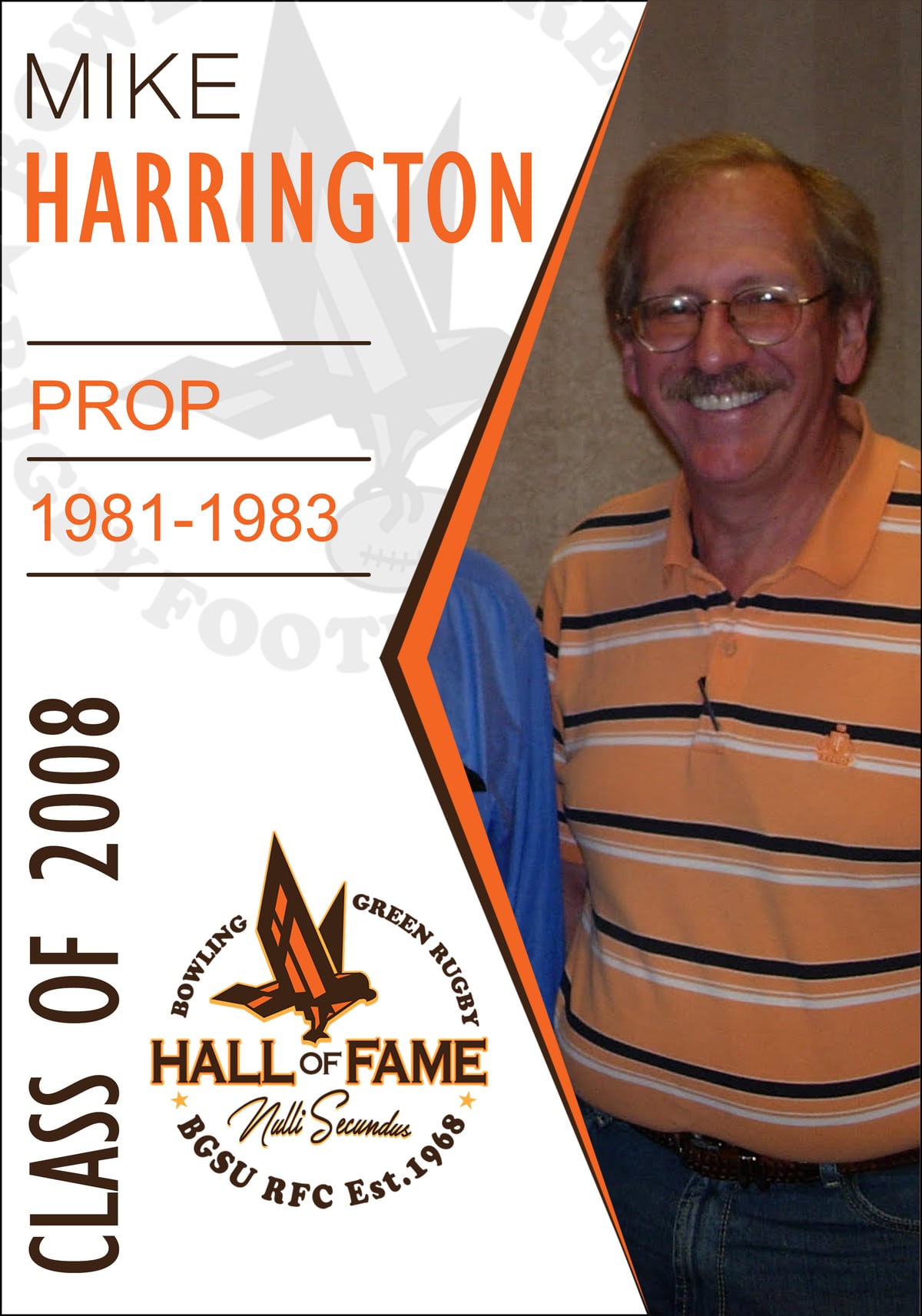 Hall of Fame plaque for Mike Harrington, Class of 2008