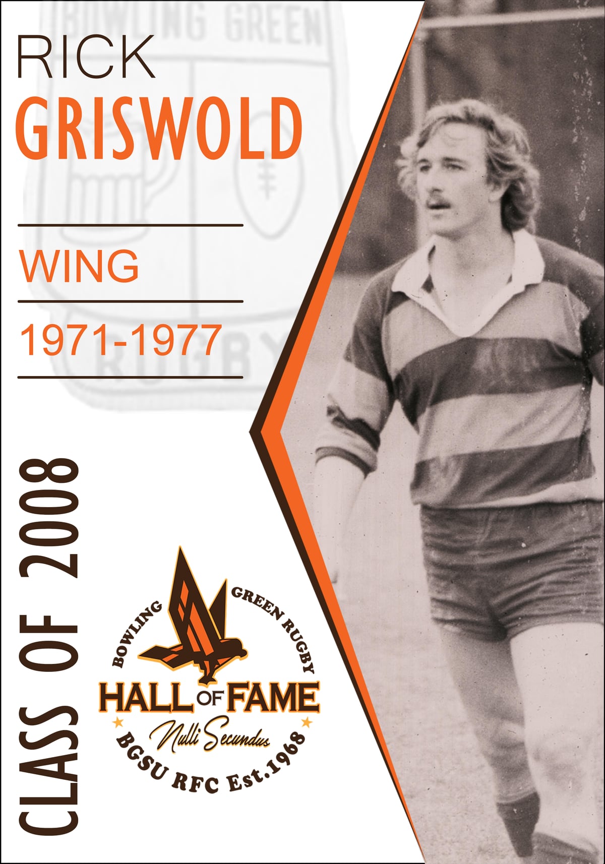 Hall of Fame plaque for Rick Griswold, Class of 2008