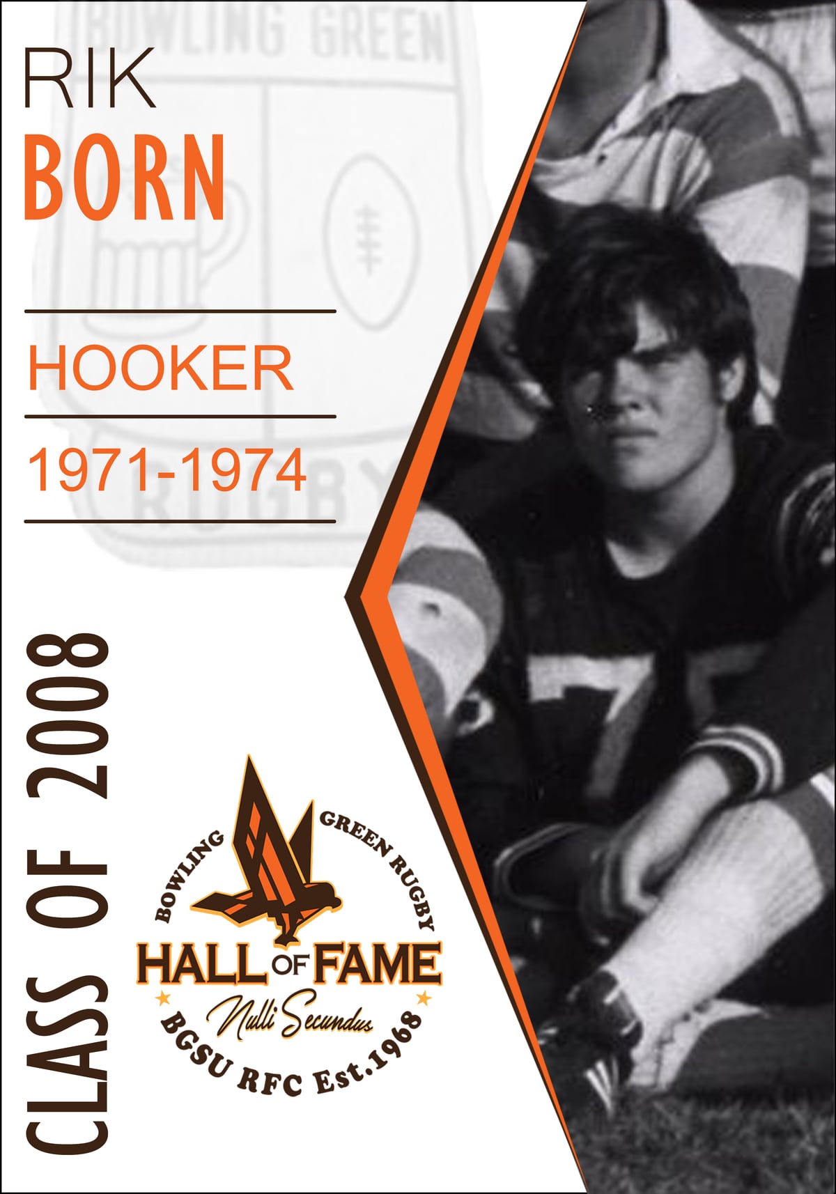 Hall of Fame plaque for Rik Born, Class of 2008