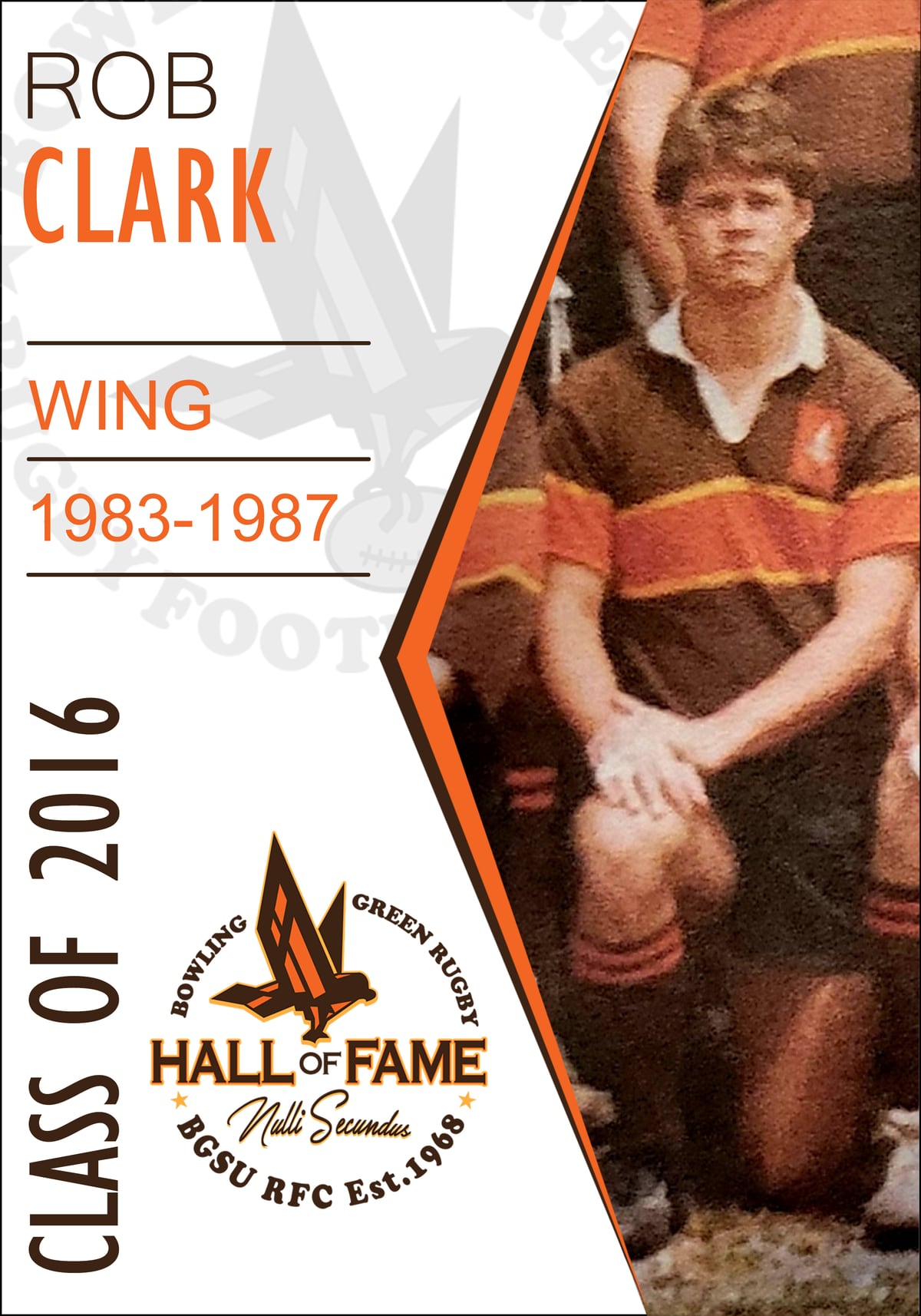 Hall of Fame plaque for Rob Clark, Class of 2016