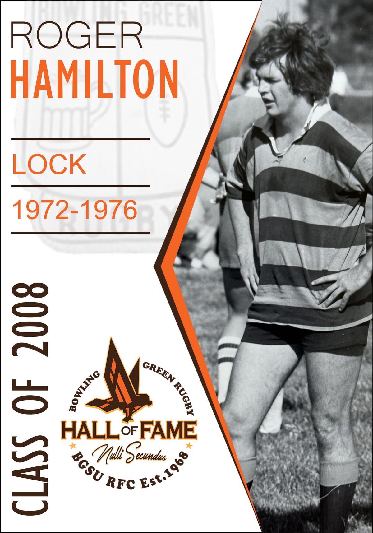 Hall of Fame plaque for Roger Hamilton, Class of 2008
