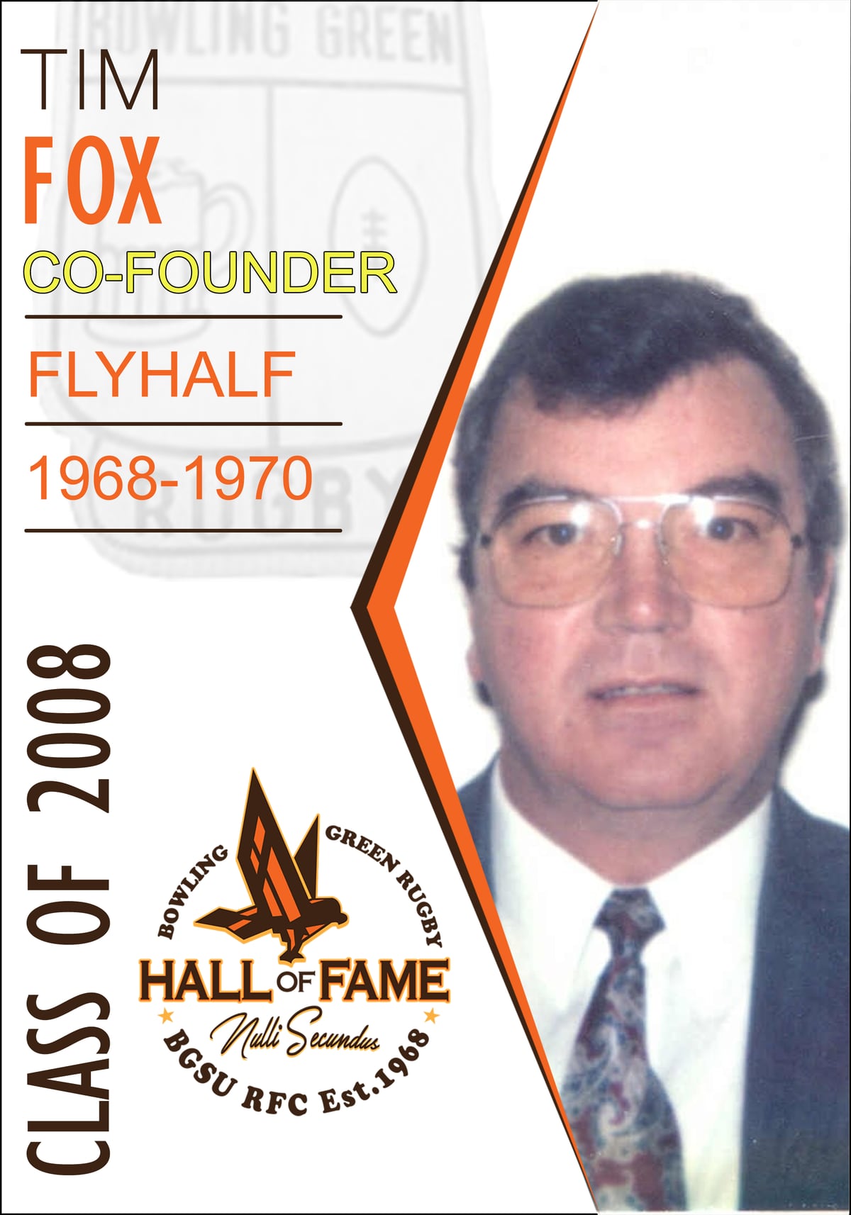 Hall of Fame plaque for Tim Fox, Class of 2008