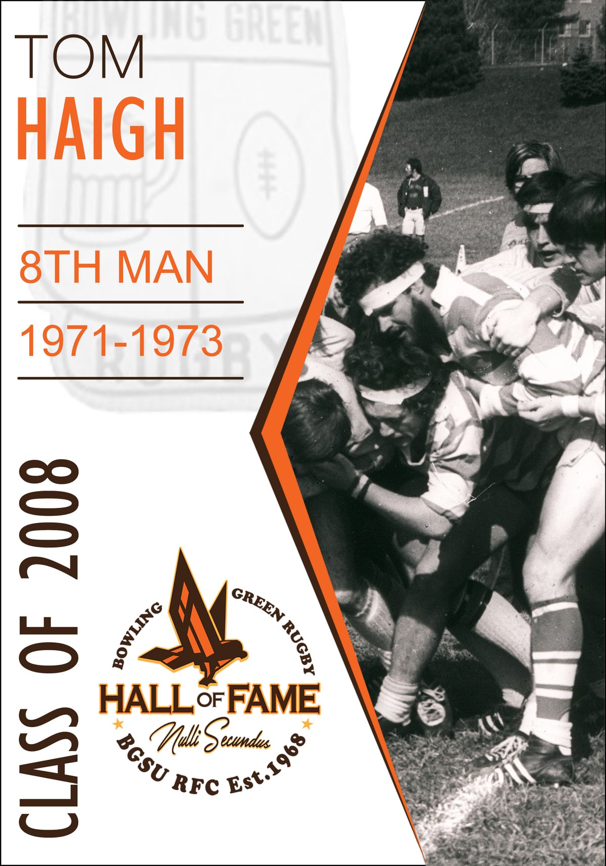 Hall of Fame plaque for Tom Haigh, Class of 2008